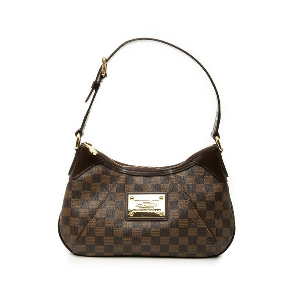 Louis Vuitton Damier Thames Hobo Bag Brown Leather